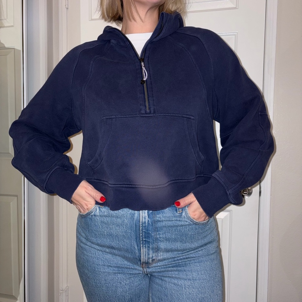 lululemon athletica Navy Blue Half-Zip Scuba Hoodie